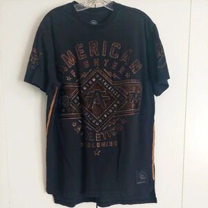 American Fighter Men's L Graphic Logo Tshirt Black/metallic Moto Punk Metal